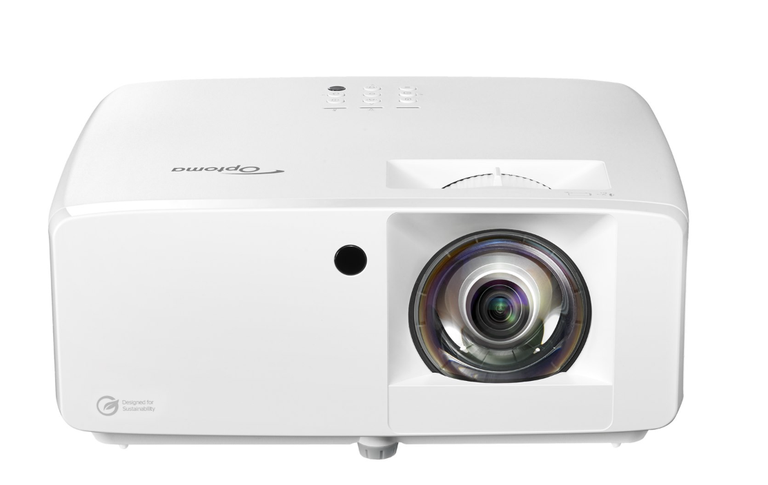 Videoproector Optoma UHZ35ST, UHD 3840*2160, 3.500 lumeni, 500.000:1, 16:9/ 4:3/ 16:10, laser 30.000 ore, distanta maxima de proiectie 3.3m, 2 * HDMI, Audio 3.5mm, USB-A power 1.5A, RS232, RJ45, 28dB-35dB, Security bar, Kensington Lock, protejare cu parola, IP6X, telecomanda cu baterii incluse, boxa (E9PD7LD11EZ2)