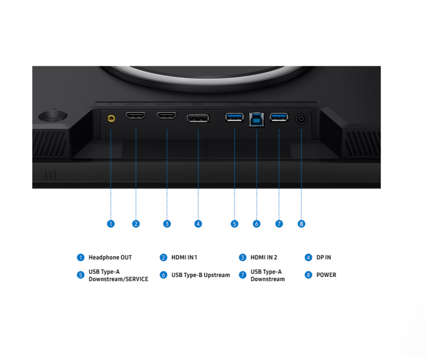 Monitor Samsung 27" LS27HG806EFXEN, Diagonal (inch): 27, Diagonal (cm): 68, Aspect ratio: 16:9, Panel: IPS, Resolution: 5120x2880/2560x1440, Refresh Rate: 180Hz/360Hz, Response time GtG: 1ms, Brightness (max): 350 cd/m², Contrast (static) : 1000:1, Viewing angle: 178/178, Color Gamut Type: sRGB (LS27HG806EFXEN) - imagine 8