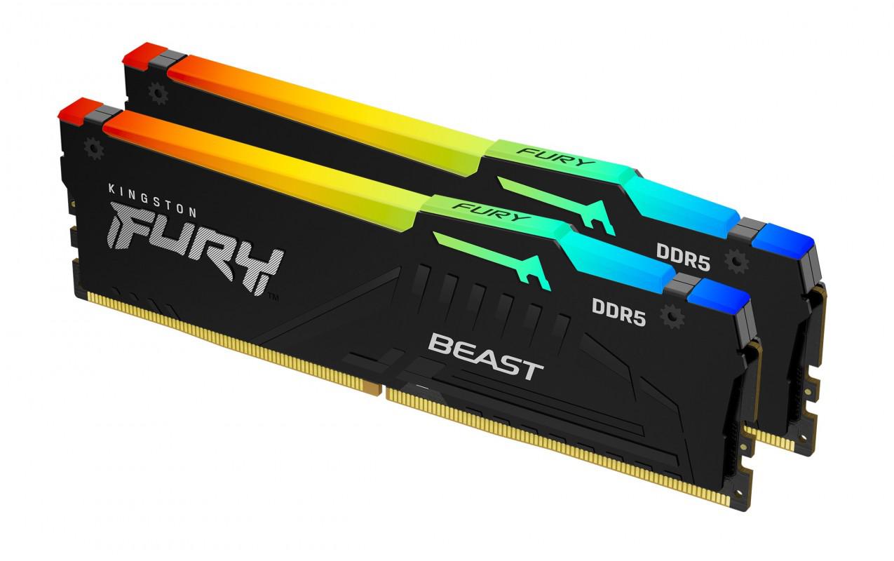 Memorie RAM Kingston DDR5 64GB 6000Mhz CL 36 1.35V Fury Beast Black RGB. (KF560C36BBE2AK2-64)