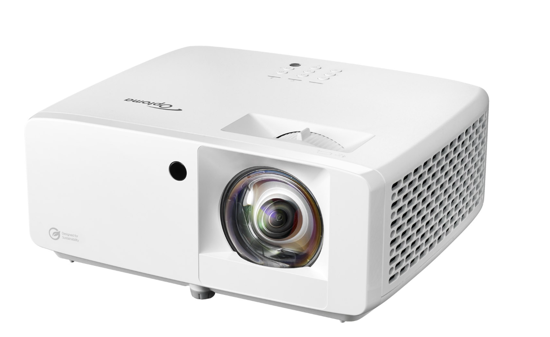 Videoproector Optoma UHZ35ST, UHD 3840*2160, 3.500 lumeni, 500.000:1, 16:9/ 4:3/ 16:10, laser 30.000 ore, distanta maxima de proiectie 3.3m, 2 * HDMI, Audio 3.5mm, USB-A power 1.5A, RS232, RJ45, 28dB-35dB, Security bar, Kensington Lock, protejare cu parola, IP6X, telecomanda cu baterii incluse, boxa (E9PD7LD11EZ2) - imagine 3