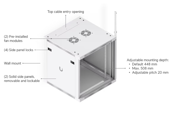 Ubiquiti UniFi 12U Rack Cabinet Standard - Perforated front door (UACC-Rack-12U-Wall-600-P) - imagine 17