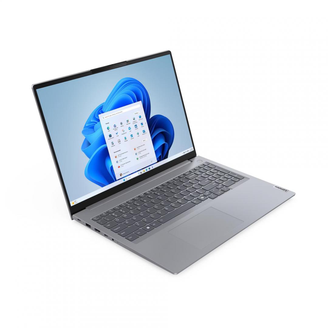 Laptop de business LENOVO ThinkBook 16 Gen 7, cu procesor Ryzen 3 7335U, 16'' WUXGA, 16GB, 512GB SSD, AMD Radeon 660M, Windows 11 Pro, 3 ani Garantie (21MW0098RM)