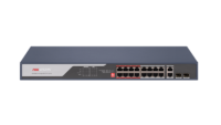 16 Port Fast Ethernet Unmanaged POE Switch Hikvision DS-3E0318P-E(C) Intelligent PoE management. Up to 300 m long range PoE transmission. Port isolation to improve network security. 6 KV surge protection to improve reliability in harsh environment. PoE watchdog to auto-detect and restart cameras (DS-3E0318P-E(C))