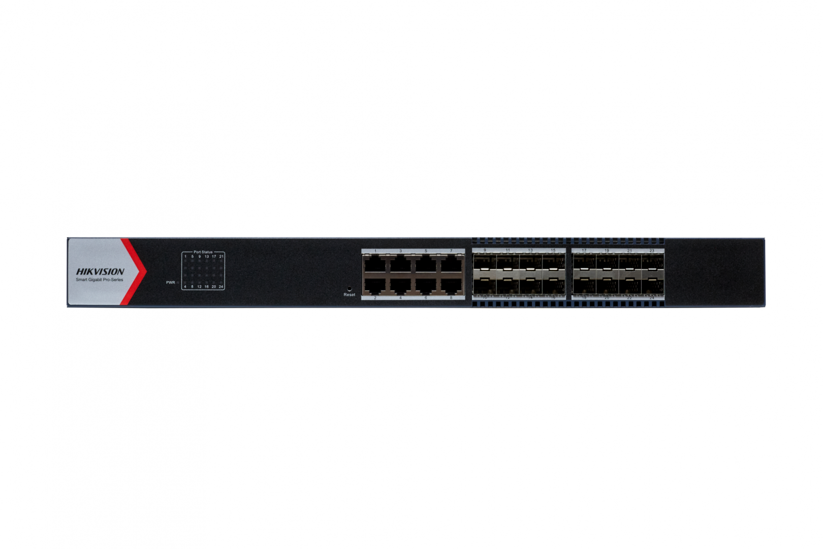 24 Port Aggregation Switch Hikvision DS-3E1524-SI-16F8T 8 x gigabit RJ45 port,16 x gigabit fiber optical port Support DHCP snooping Support 802.1Q VLAN Support ACL list Support STP/ERPS loop prevention, storm control Support ARP Anti-Spoofing Support SNMP, QoS 6 kV Surge Protection (DS-3E1524-SI-16F8T) - imagine 2