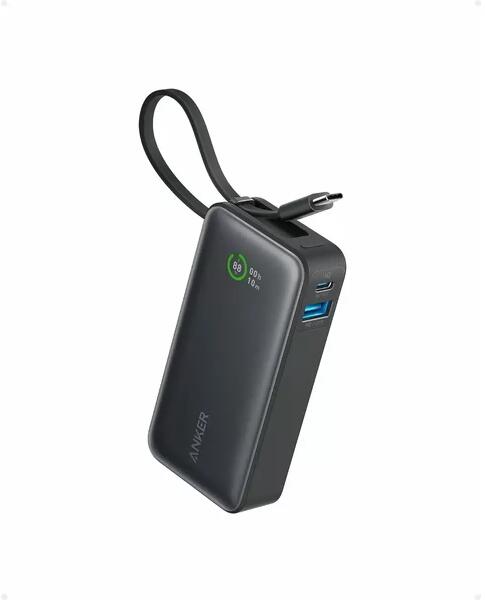 POWER BANK Anker "Nano" 10.000 mAh, 30W PD si Power IQ 3.0, 1 x USB, 1 x USB-C, cablu USB-C, incarcare bidirectionala, 213 G, negru, "A1259G11" (timbru verde 0.98 lei) - 194644170868