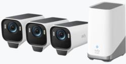 Sistem supraveghere 3+1 Anker "eufyCam S3 Pro", 4K, Wi-Fi 2.4 GHz, bullet, wireless, 16GB EMMC + 16TB extern, exterior, panou solar, AI, color night vision, , detectie miscare, IP67, , HomeBase S380, "T88933W1" (timbru verde 0.8 lei) - 0194644298685