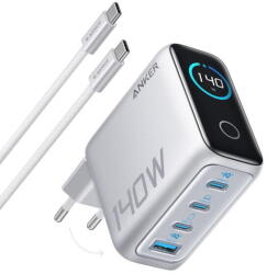 Alimentator retea Anker, 140W, fast charge, 3 x USB-C, 1 x USB-A, argintiu, "B2697G41" (timbru verde 0.18 lei) - 0194644289607