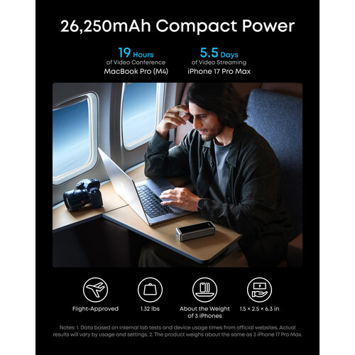 POWER BANK Anker "Prime" 26.250 mAh, 300W PowerIQ 4.0, 2 x USB-C, 1 x USB-A, afisaj LED, conectare Bluetooth, control prin app, 600, gri, "A110AH11" (timbru verde 0.98 lei) - 194644239299 - imagine 4