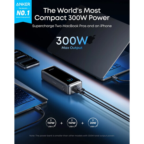 POWER BANK Anker "Prime" 26.250 mAh, 300W PowerIQ 4.0, 2 x USB-C, 1 x USB-A, afisaj LED, conectare Bluetooth, control prin app, 600, gri, "A110AH11" (timbru verde 0.98 lei) - 194644239299 - imagine 6