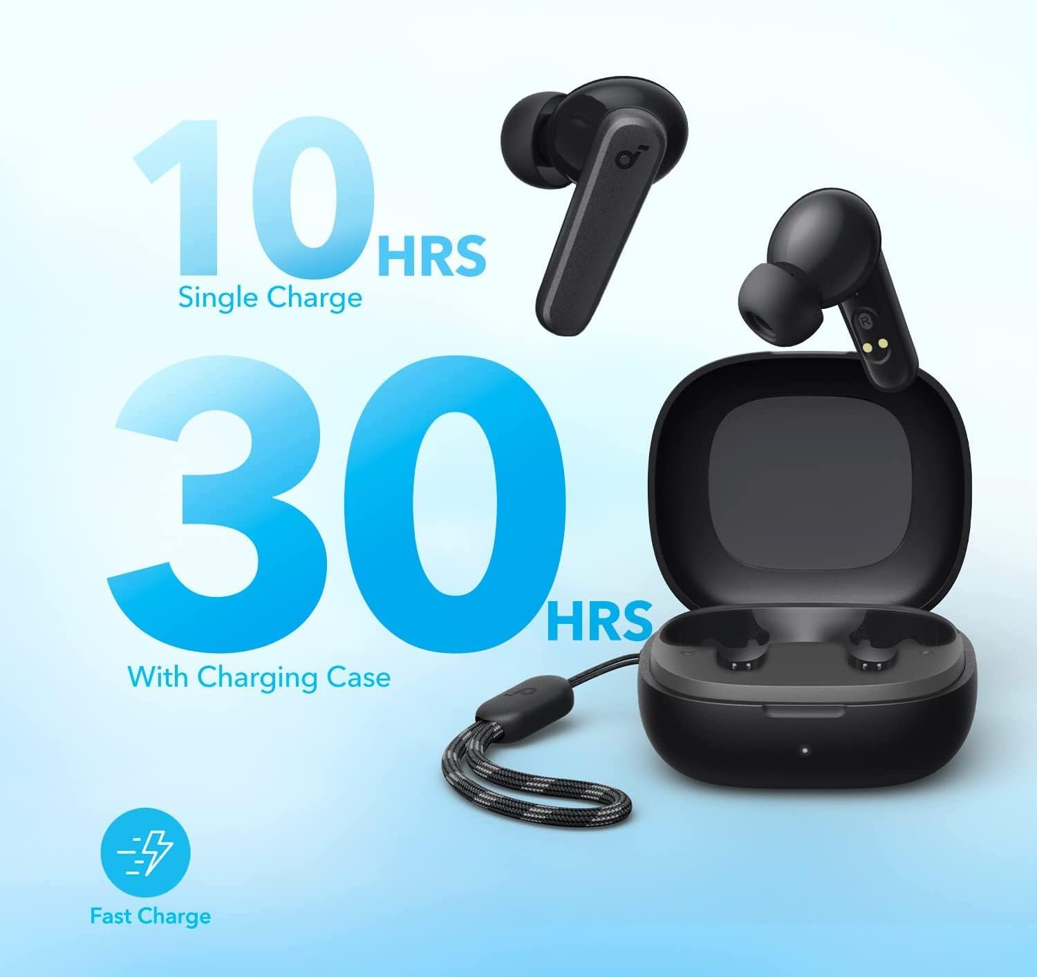 Casti TWS Anker "R50i", tip butoni, utilizare multimedia, Bluetooth 5.3, 2 x mic, durata baterie pana la 30 ore, IPX5, negru, "A3949G12" (timbru verde 0.18 lei) - 0194644199432 - imagine 2