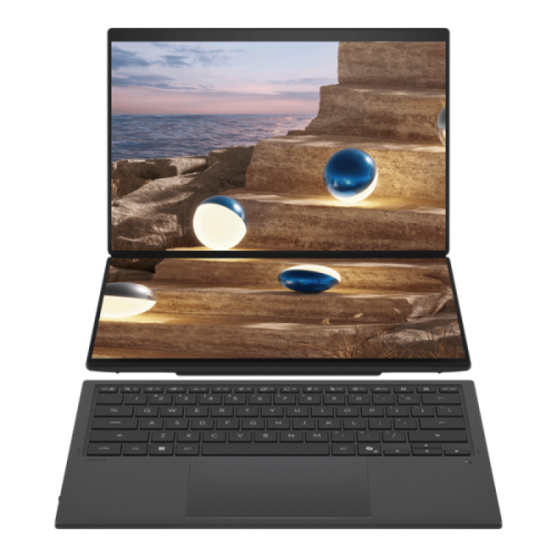 Laptop Consumer ASUS Zenbook DUO, cu procesor Intel Core Ultra X9 388H, 14'' OLED, 32 GB LPDDR5x, 1 TB, Intel Arc B390, Windows 11 Pro, 2 ani Garantie (UX8407AA-SN595X)
