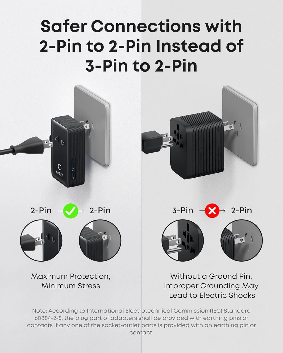 ALIMENTATOR SmartPhone la 220V Anker Anker Nano Travel Adapter (5-in-1, 20W) (H)Offline - UN (excluded CN, Europe) Black 1 "A9215H11" - imagine 2