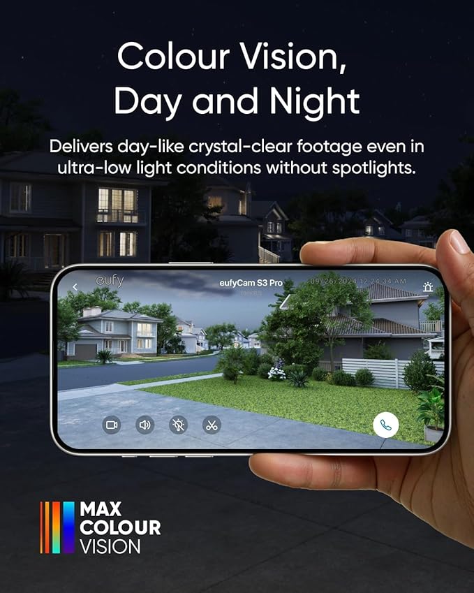 Camera supraveghere Anker "eufyCam S3 Pro", 8MP, 4K, Wi-Fi 2.4 GHz, bullet, wireless, , color night vision si IR, smart AI, detectie miscare, IP67, compatibil cu HomeBase 3, "T81623W1" (timbru verde 0.8 lei) - 194644293888 - imagine 6