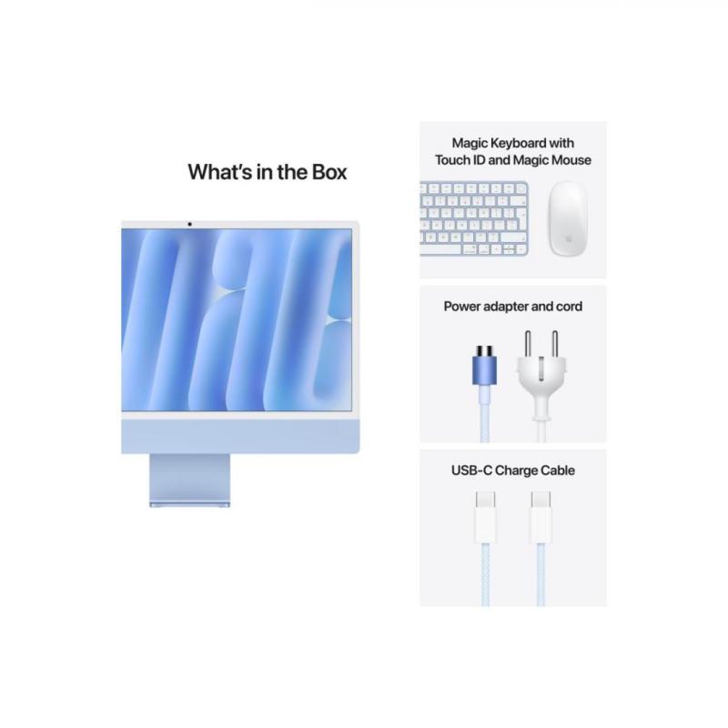 Apple iMAC 24" Retina 4.5k/ Apple M4 (CPU 10-core, GPU 10-core, Neural Engine 16-core)/32GB/1TB - NANO TEXTURE - Magic Trackpad - Magic Keyboard with Touch ID - Romanian - Blue (2024) (CTO from MD2T4RO/A) (Z1K5002M0)