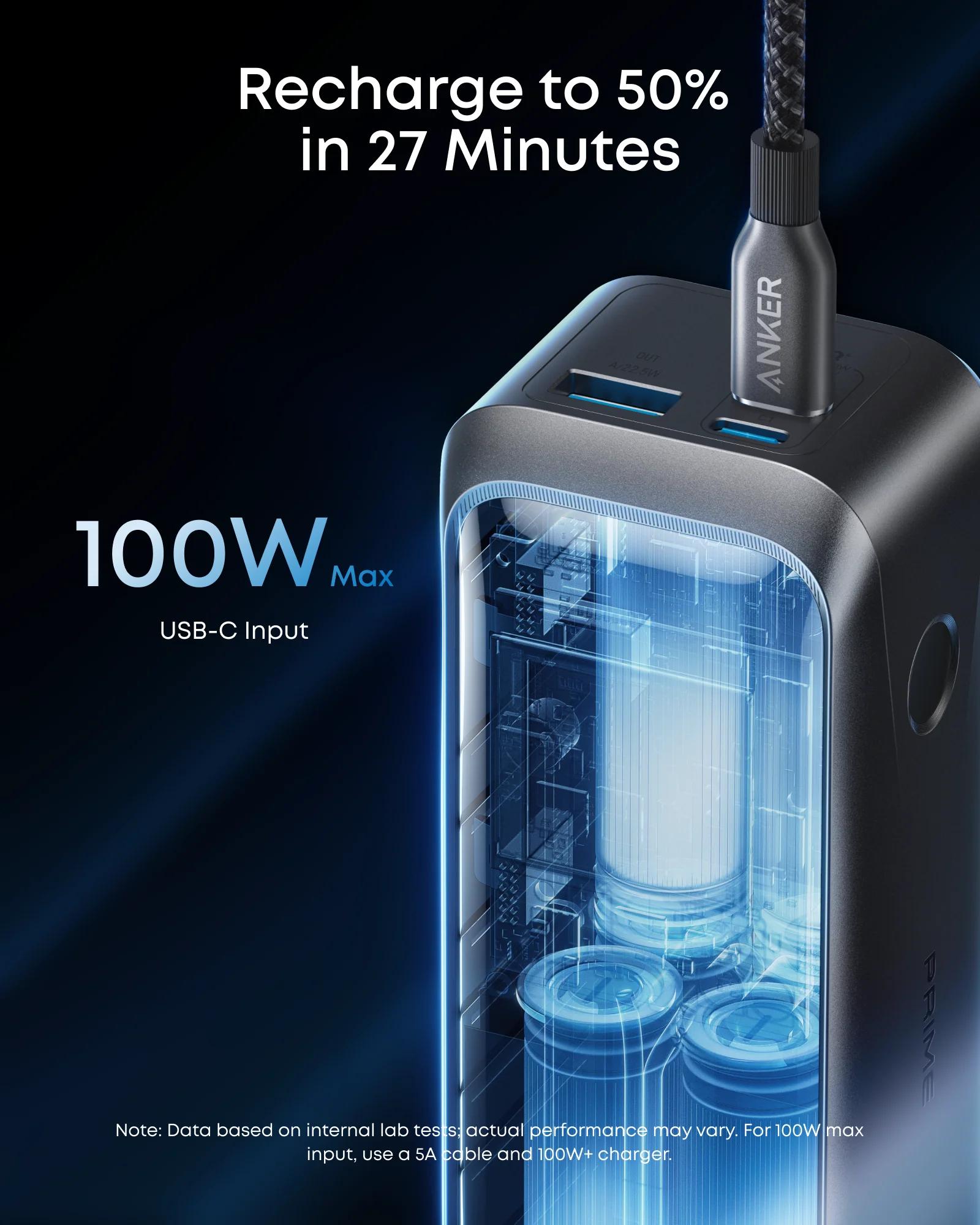 POWER BANK Anker 20.000 mAh, 220W, max 100W input, max 140W output per port USB-C Power IQ 4.0, 2 x USB-C, 1x USB-A(output), display inteligent, 510g, gri, "A110BH11" (timbru verde 0.98 lei) - 194644239350 - imagine 4