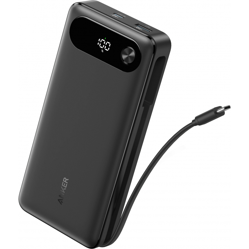 POWER BANK Anker 20.000 mAh, 87W total PD si Power IQ 3.0, incarca max 65W/port, 2x USB-C, 1x USB-A, cablu USB-C atasat, 440 g, negru, "A1383H11" (timbru verde 0.98 lei) - 0194644197469