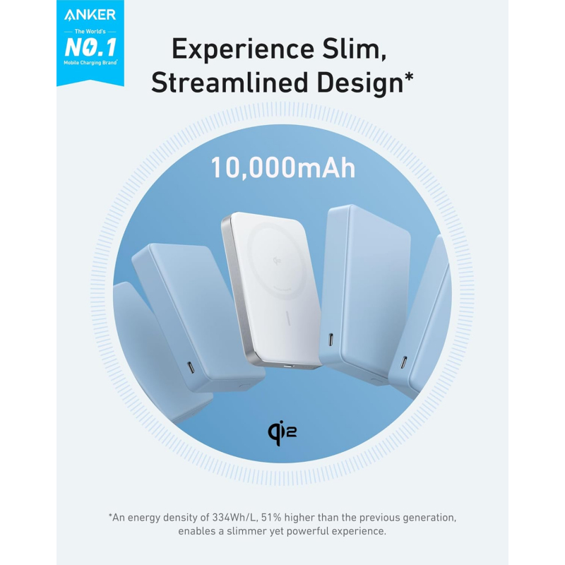 POWER BANK Anker "MagGo" 10.000 mAh, magnetic, wireless, 276 g, alb, "A1664H21" (timbru verde 0.98 lei) - 0194644203504 - imagine 6