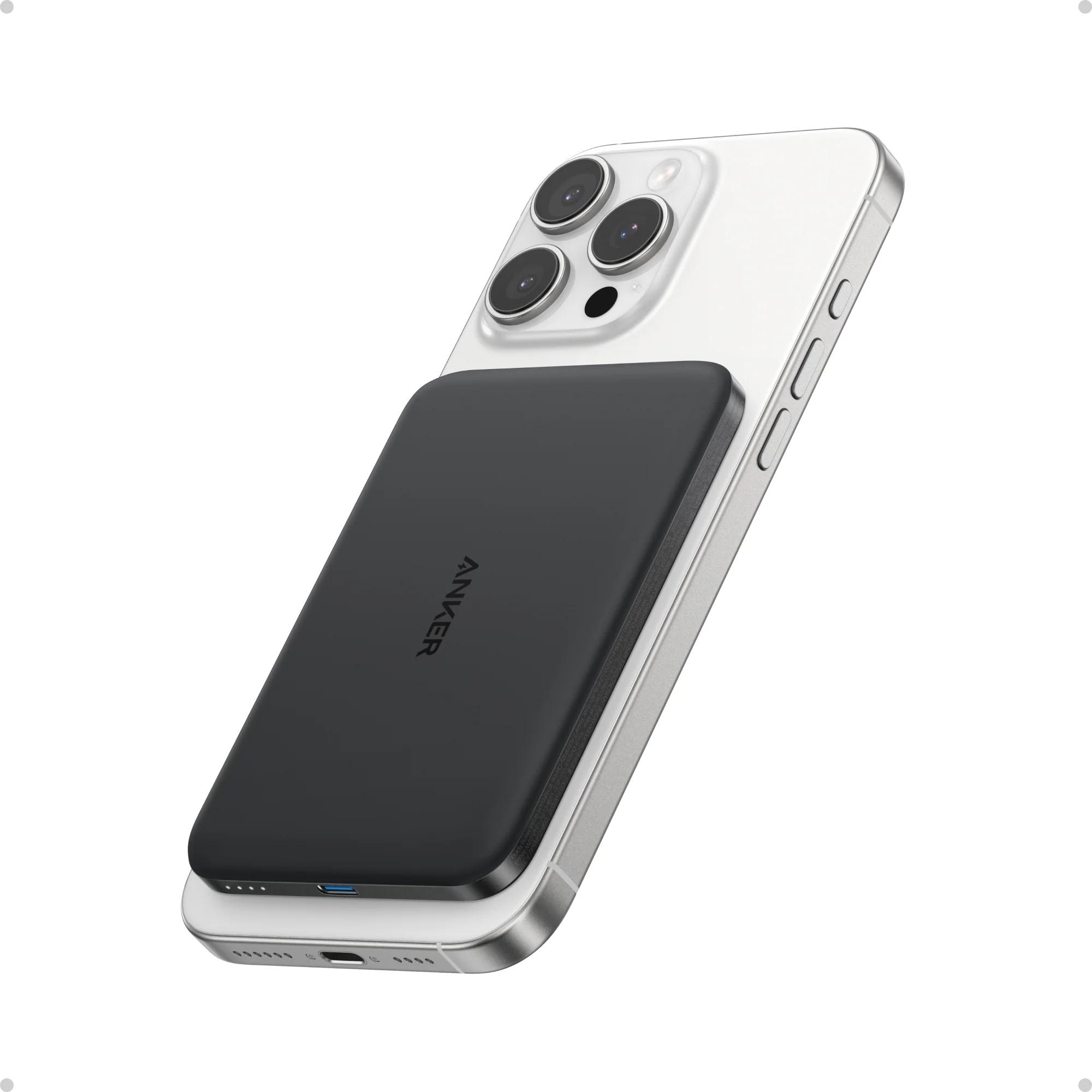 POWER BANK Anker "Nano" 5.000 mAh, 15W MagGo, slim, magnetic, wireless, 1 x USB-C incarcare, 122g, negru, "A1665H11" (timbru verde 0.98 lei) - 194644235475 - imagine 2