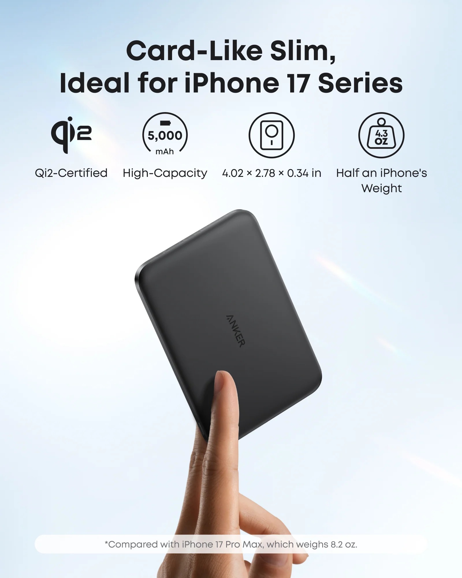 POWER BANK Anker "Nano" 5.000 mAh, 15W MagGo, slim, magnetic, wireless, 1 x USB-C incarcare, 122g, negru, "A1665HO1" (timbru verde 0.98 lei) - 0194644321808 - imagine 3