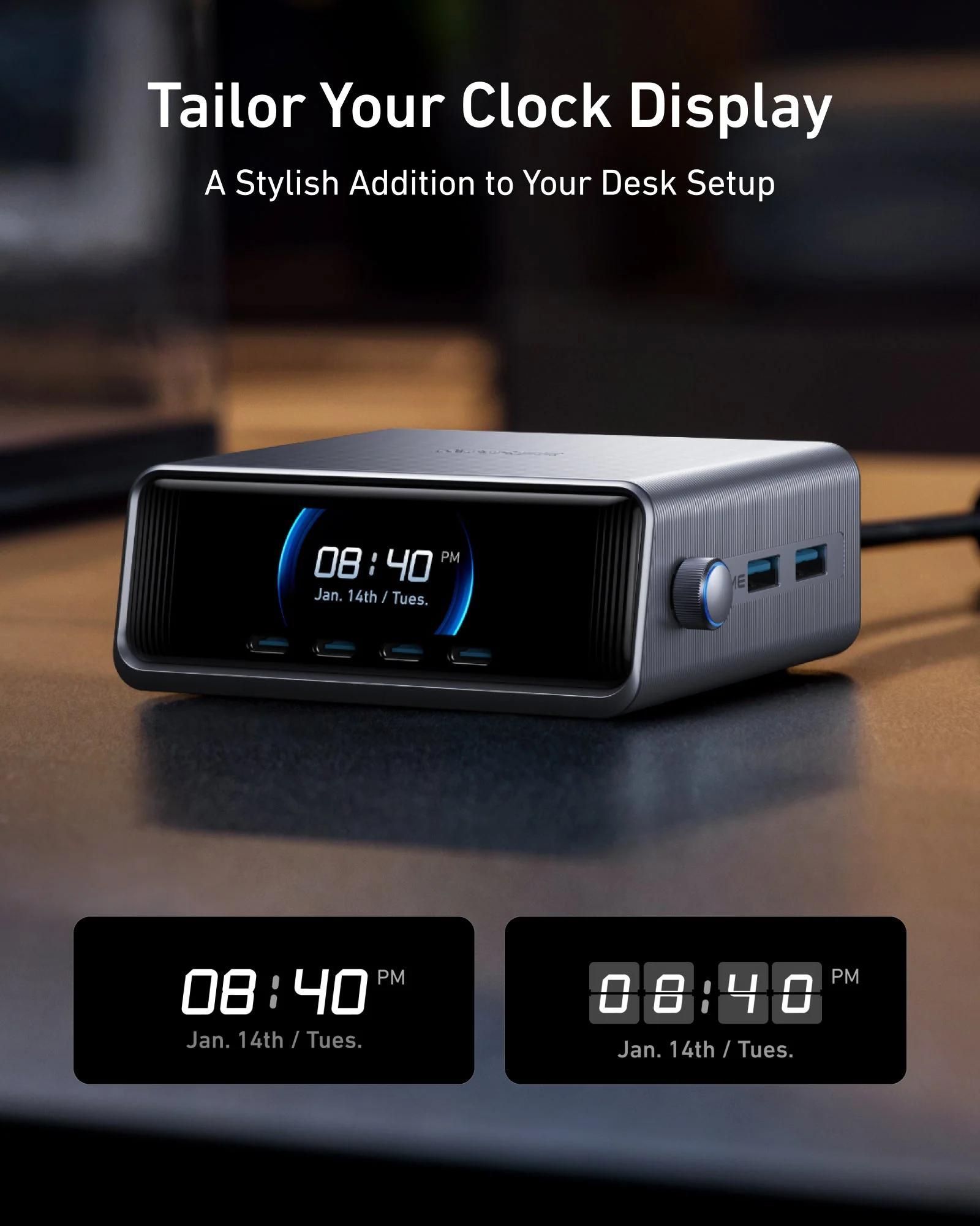 Alimentator retea Anker, Prime, 250W, PowerIQ 4.0, 4 x USB-C, 2 x USB-A, afisaj LCD 2.26 inch, argintiu, "A2345341" (timbru verde 0.18 lei) - 194644040437 - imagine 3