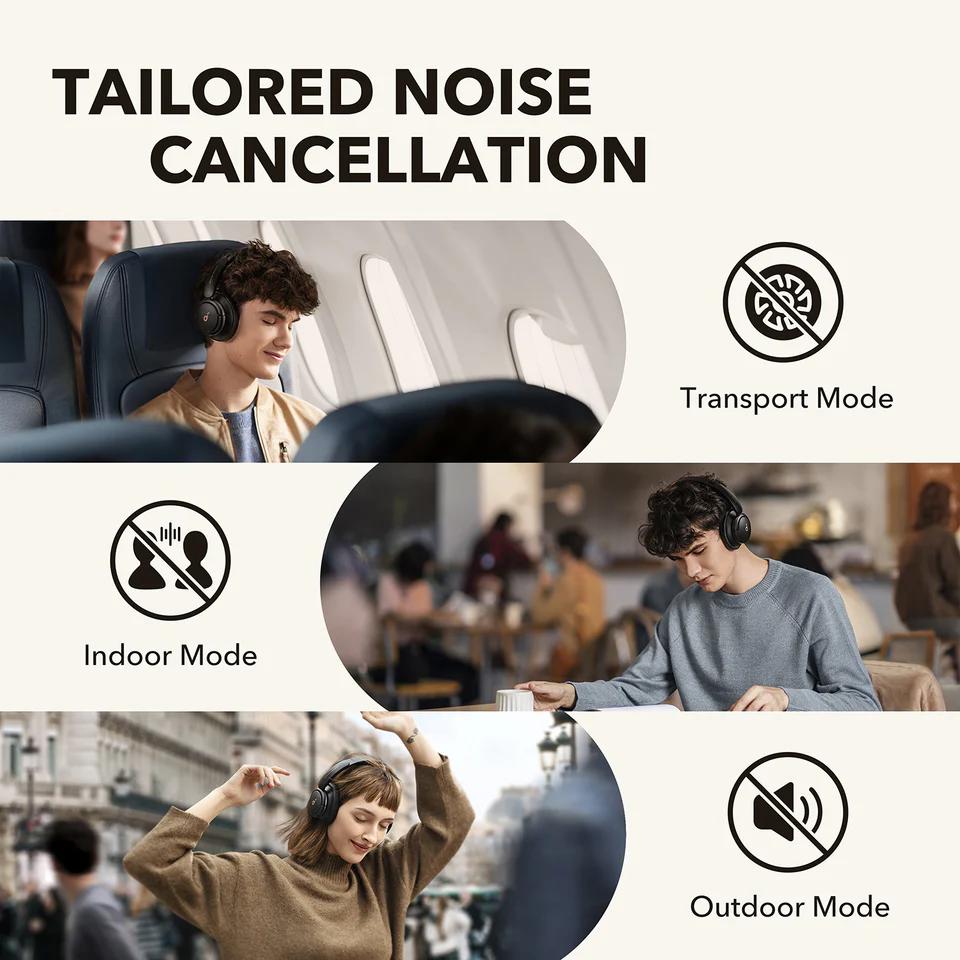 Casti Over-ear Anker "Soundcore Q30", tip over-ear, utilizare multimedia, Bluetooth si fir, durata baterie pana la 80 ore, pliabile, 2 x mic, ANC, negru, "A3028313" (timbru verde 0.8 lei) - 0194644062132 - imagine 7