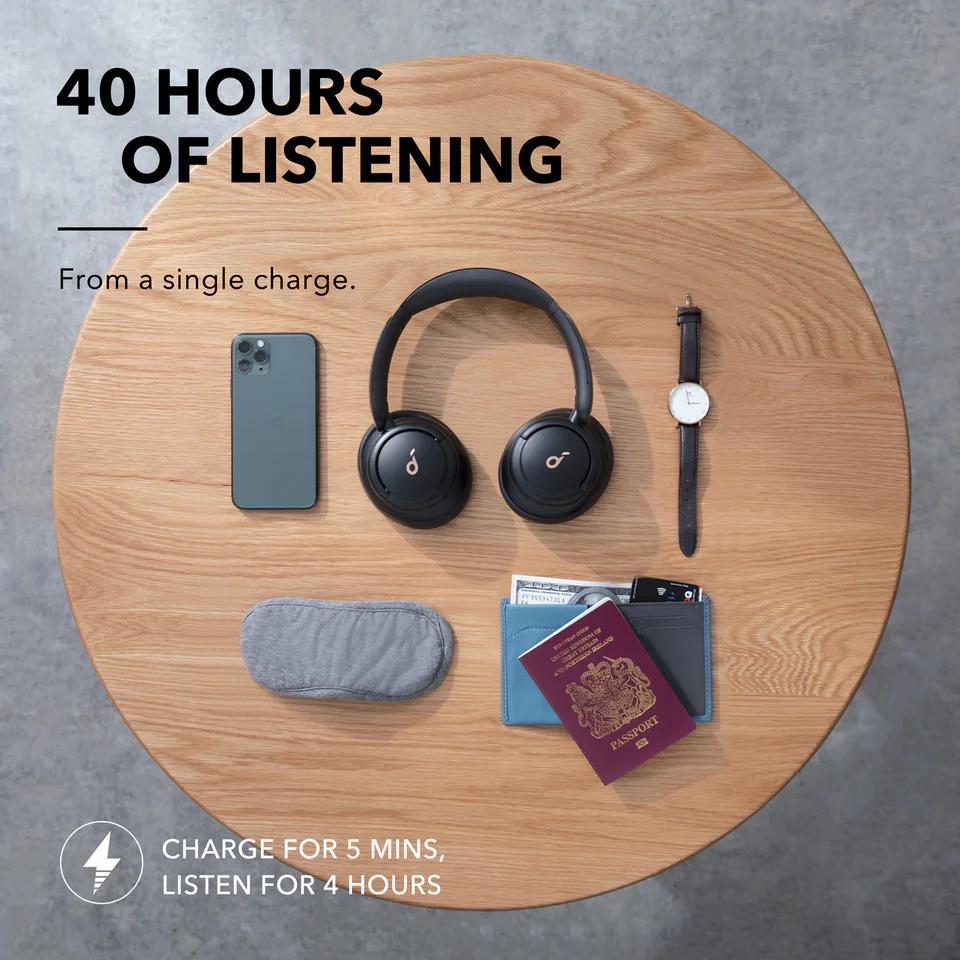 Casti Over-ear Anker "Soundcore Q30", tip over-ear, utilizare multimedia, Bluetooth si fir, durata baterie pana la 80 ore, pliabile, 2 x mic, ANC, negru, "A3028313" (timbru verde 0.8 lei) - 0194644062132 - imagine 6