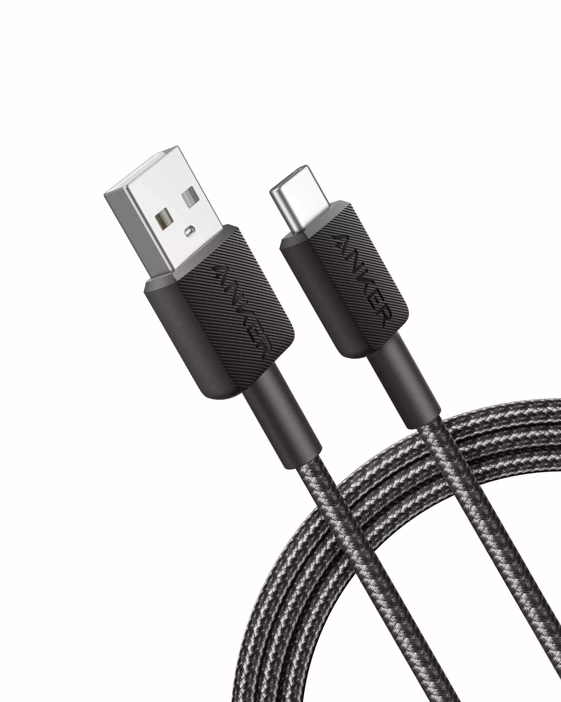 Cablu alimentare si date Anker, USB-A (T) la USB Type-C (T), 1.8m rata transfer 480 Mbps, invelis nylon, braided, negru, "A81H6G11" (timbru verde 0.03 lei) - 0194644108724