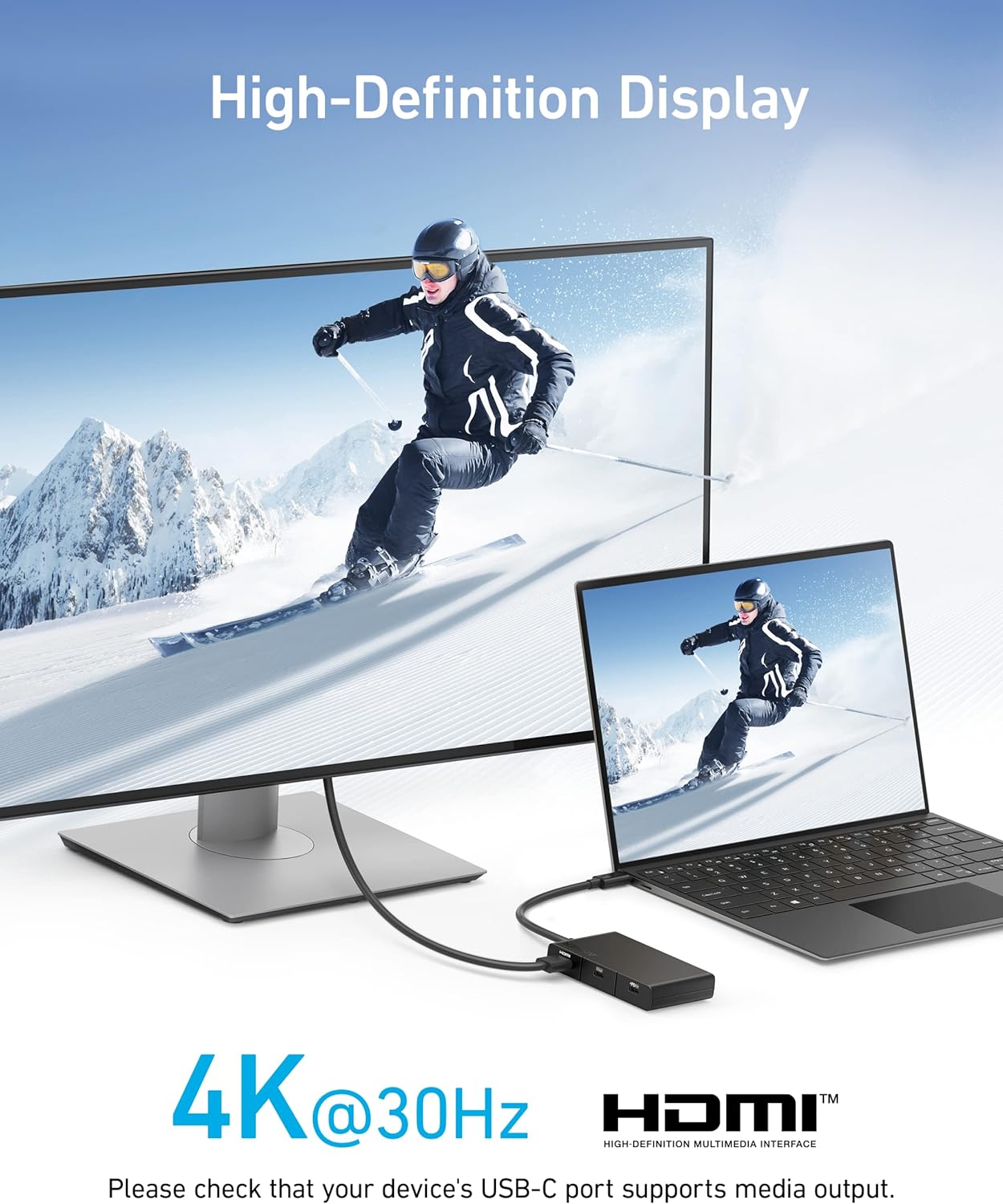 DOCKING Station Anker 5-in-1, porturi: HDMI(M) 4K 30Hz,2xUSB 3.2 gen1, USB Type-C,PD 100W,conectare prin USB Type-C(T),rata transfer 5Gbps, ABS, negru "A8356G11" (timbru verde 0.18 lei)-0194644125639 - imagine 4