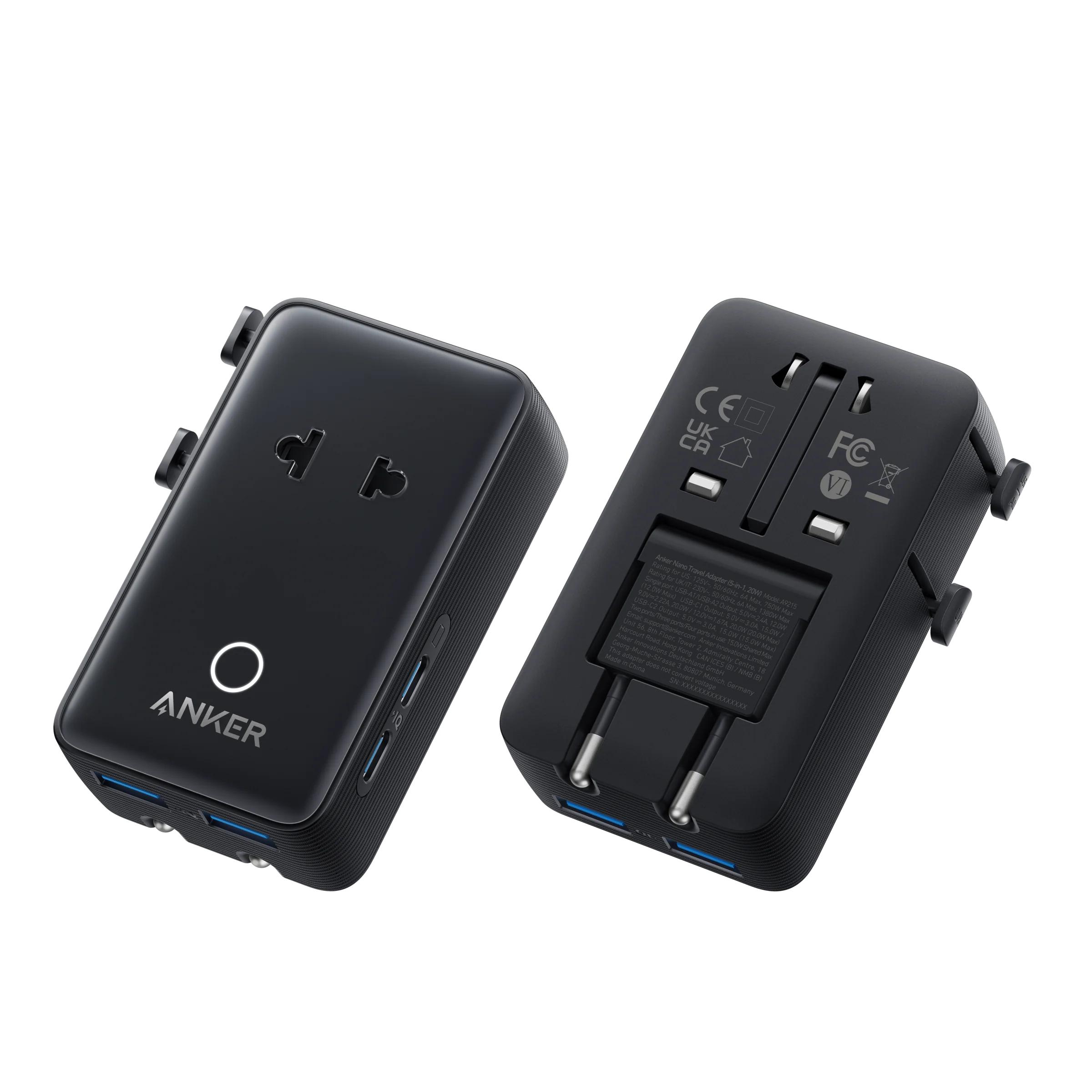 ALIMENTATOR SmartPhone la 220V Anker Anker Nano Travel Adapter (5-in-1, 20W) (H)Offline - UN (excluded CN, Europe) Black 1 "A9215H11"