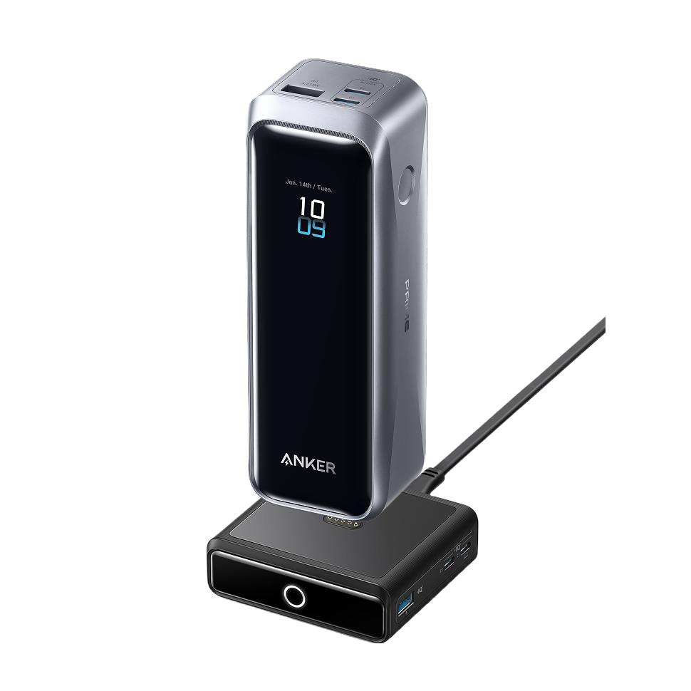 POWER BANK Anker 20.000 mAh, 220W, max 100W input, max 140W output per port USB-C Power IQ 4.0, 2 x USB-C, 1x USB-A(output), display inteligent, 510g, gri, "A110BH11" (timbru verde 0.98 lei) - 194644239350