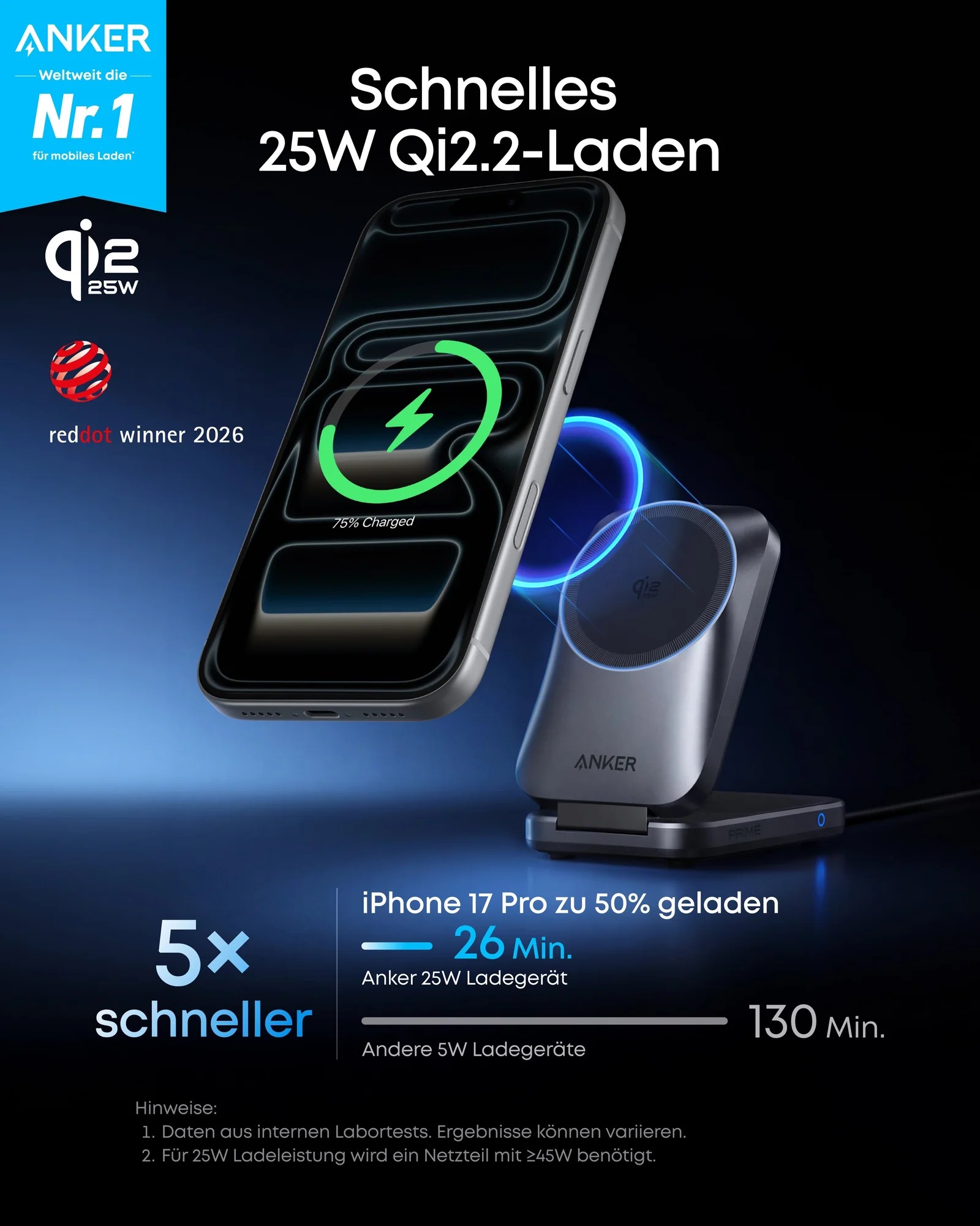 Statie de incarcare wireless 3 in 1 Anker, Prime, 45W, portabil, pliabil, fast charge, pentru iPhone seriile 12-17, Apple Watch, AirPods,exceptie iPhone 17 Air, 1 x USB-C incarcare, gri, "B25N1G11" (timbru verde 0.18 lei) - 0194644321809 - imagine 3
