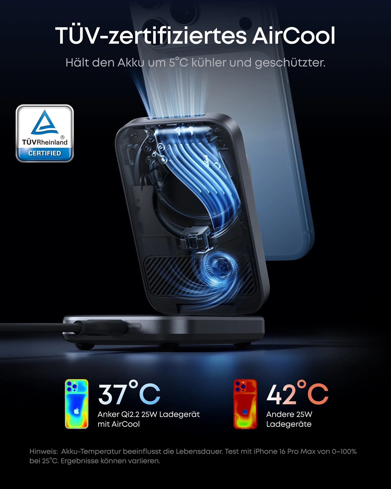 Statie de incarcare wireless 3 in 1 Anker, Prime, 45W, portabil, pliabil, fast charge, pentru iPhone seriile 12-17, Apple Watch, AirPods,exceptie iPhone 17 Air, 1 x USB-C incarcare, gri, "B25N1G11" (timbru verde 0.18 lei) - 0194644321809 - imagine 4