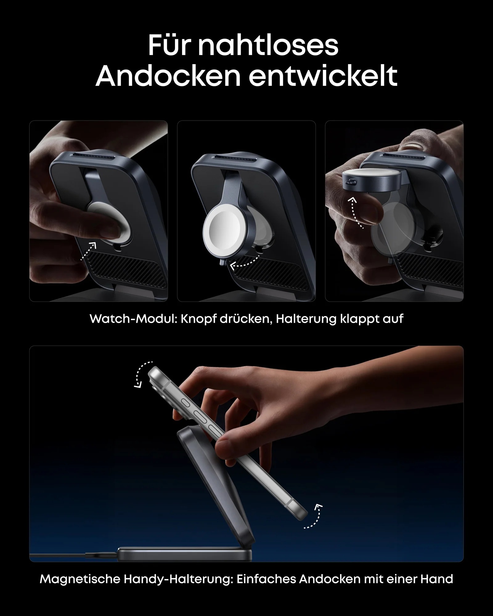 Statie de incarcare wireless 3 in 1 Anker, Prime, 45W, portabil, pliabil, fast charge, pentru iPhone seriile 12-17, Apple Watch, AirPods,exceptie iPhone 17 Air, 1 x USB-C incarcare, gri, "B25N1G11" (timbru verde 0.18 lei) - 0194644321809 - imagine 9