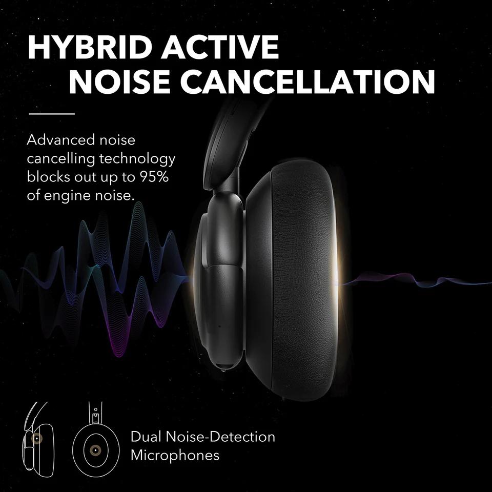Casti Over-ear Anker "Soundcore Q30", tip over-ear, utilizare multimedia, Bluetooth si fir, durata baterie pana la 80 ore, pliabile, 2 x mic, ANC, negru, "A3028313" (timbru verde 0.8 lei) - 0194644062132 - imagine 5