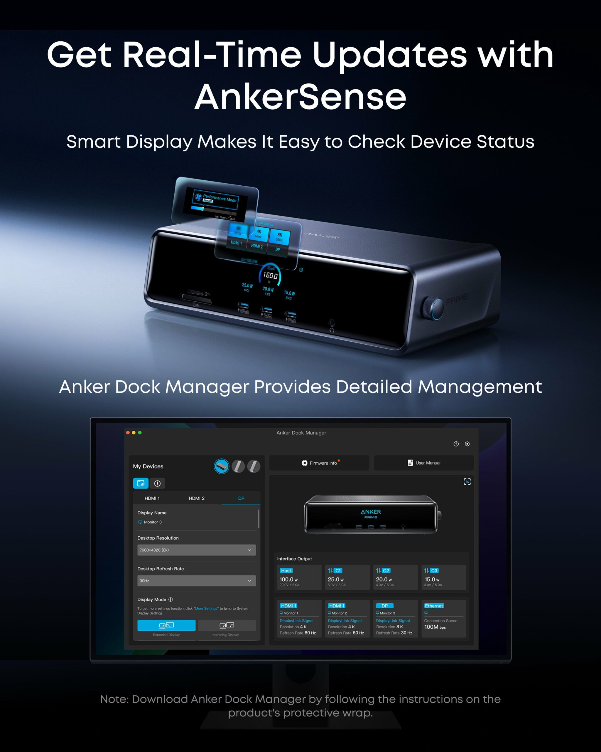 DOCKING Station Anker Prime 14-in-1, porturi: 3 x USB-C, 3 x USB-A, 2xHDMI, 1xDisplay port, RJ-45 2.5Gbps, SD,TF, afisaj digital, PD 140W, conectare prin USB-C, retea, gri, "A83B33A1" (timbru verde 0.18 lei - 0194644291846 - imagine 5