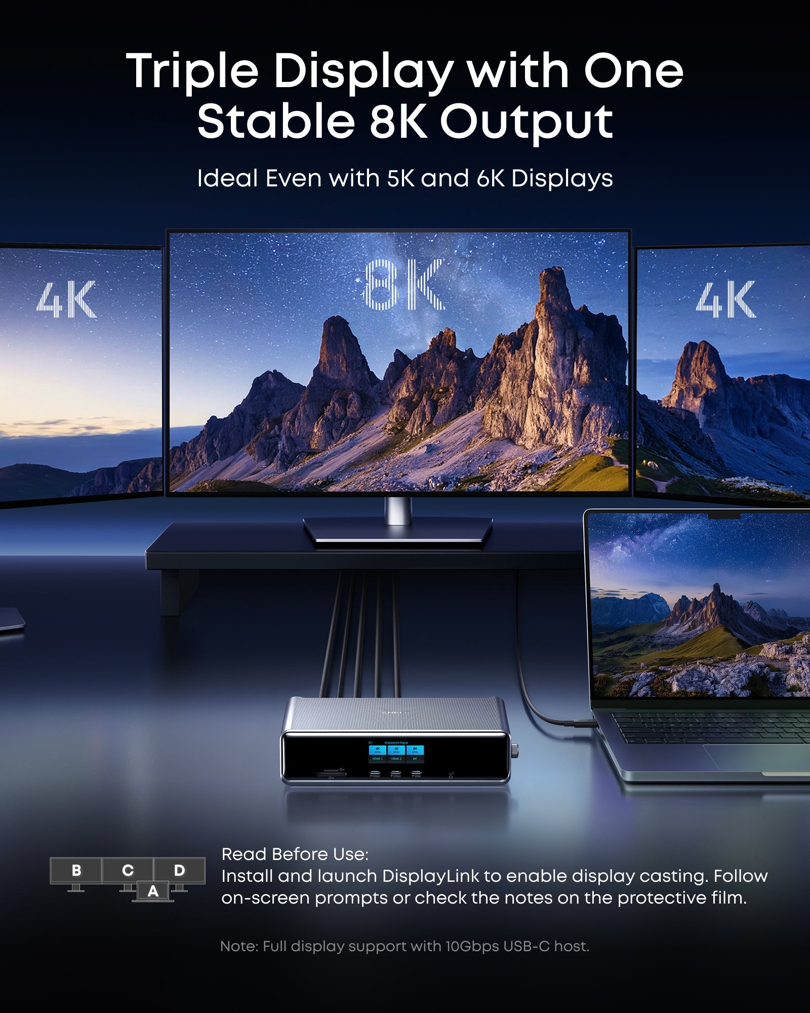 DOCKING Station Anker Prime 14-in-1, porturi: 3 x USB-C, 3 x USB-A, 2xHDMI, 1xDisplay port, RJ-45 2.5Gbps, SD,TF, afisaj digital, PD 140W, conectare prin USB-C, retea, gri, "A83B33A1" (timbru verde 0.18 lei - 0194644291846 - imagine 3