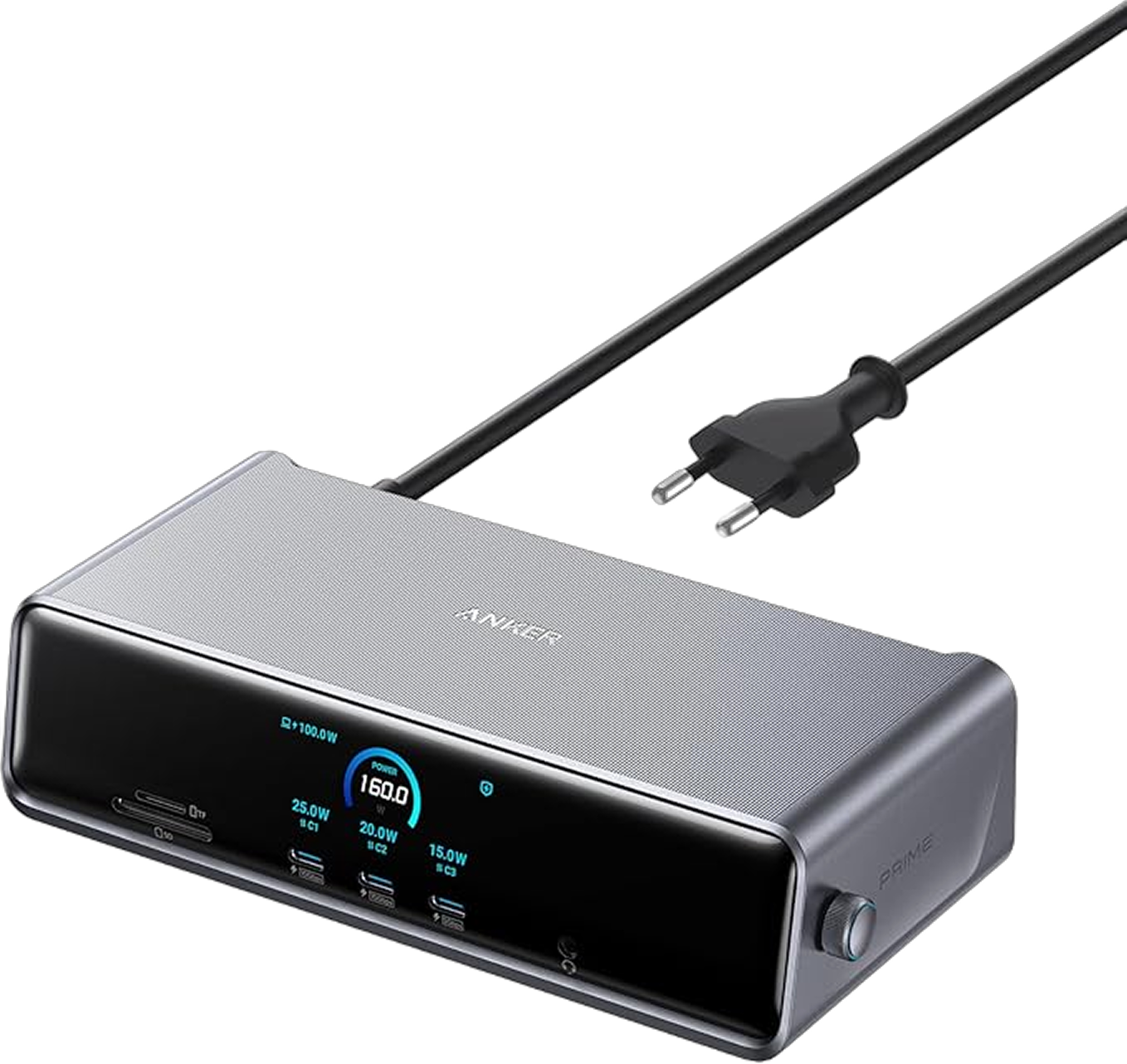 DOCKING Station Anker Prime 14-in-1, porturi: 3 x USB-C, 3 x USB-A, 2xHDMI, 1xDisplay port, RJ-45 2.5Gbps, SD,TF, afisaj digital, PD 140W, conectare prin USB-C, retea, gri, "A83B33A1" (timbru verde 0.18 lei - 0194644291846