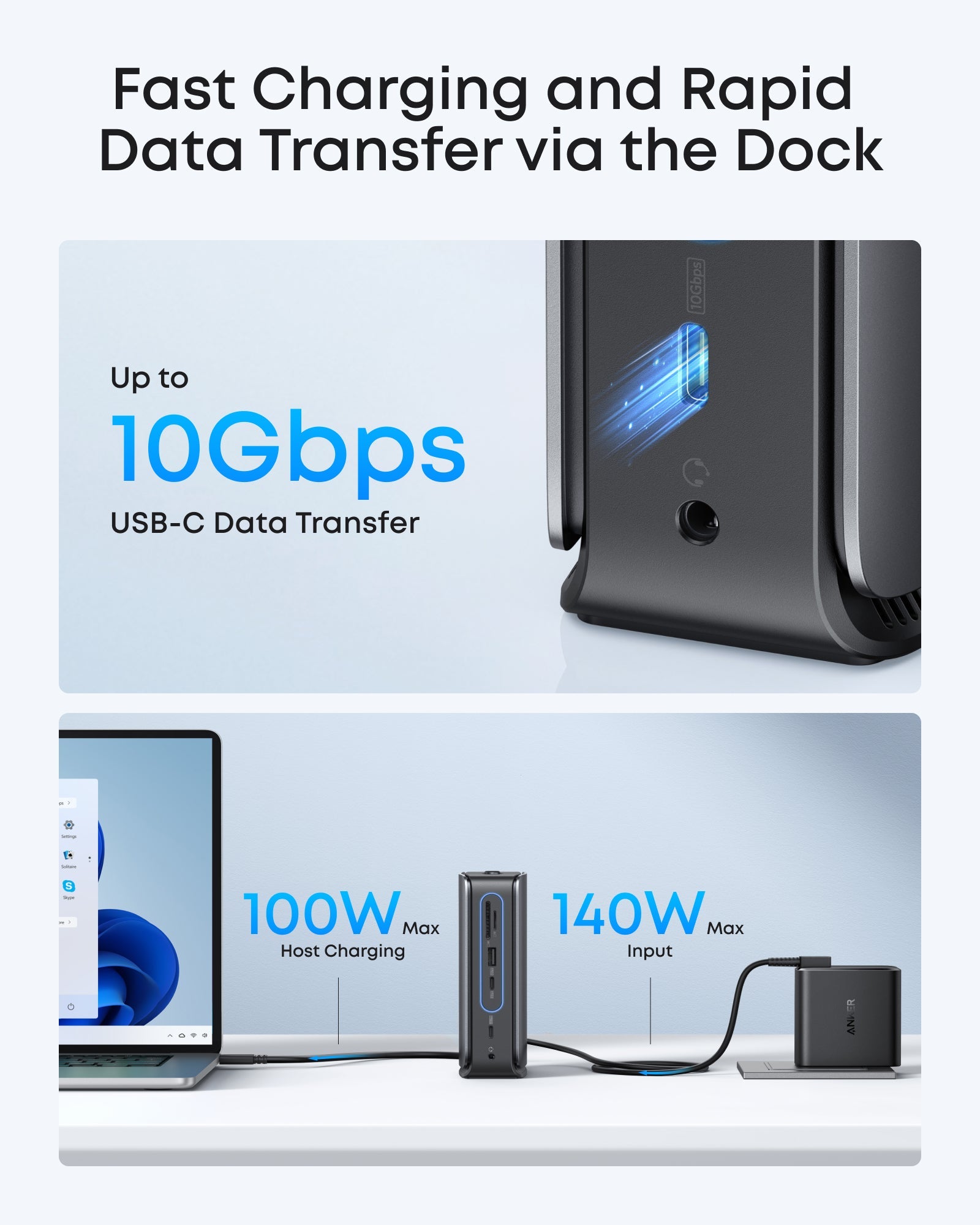 DOCKING Station Anker Nano 13-in-1, porturi: 3 x USB-C, 3 x USB-A, 2xHDMI, 1xDisplay port, RJ-45 1Gbps, SD,TF, mini HUB 6-in-1 detasabil, conectare prin USB-C, retea, gri, "A83C3311" (timbru verde 0.18 lei - 0194644273842 - imagine 7
