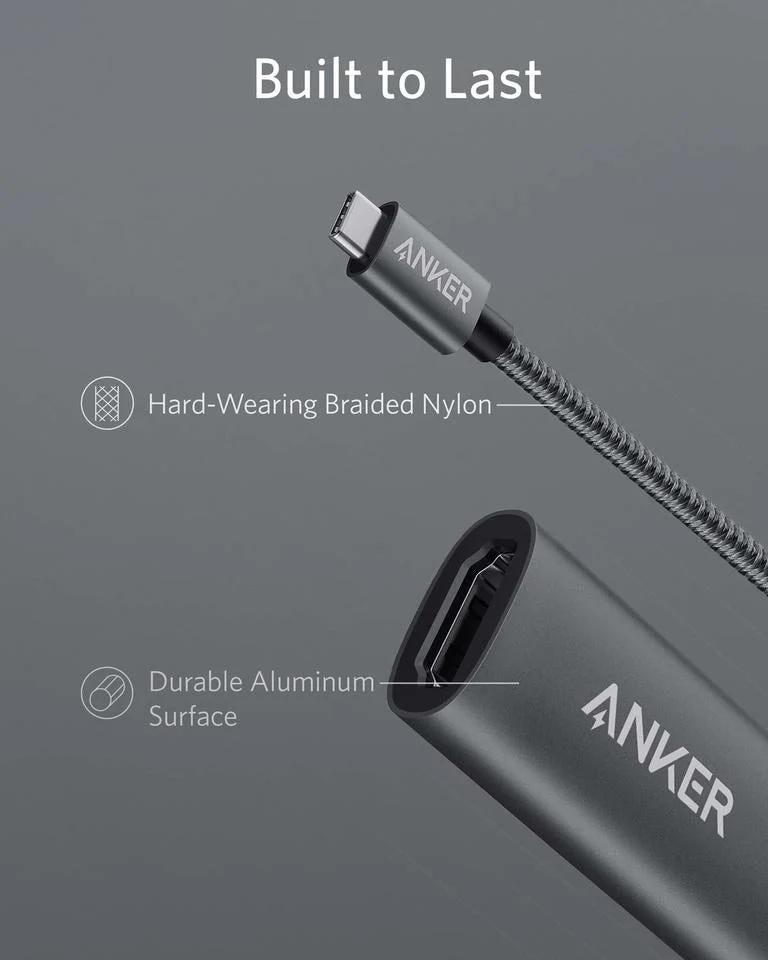 Adaptor video Anker, USB Type-C la HDMI(M), rezolutie 4K la 60Hz, PVC, negru, "A83120A2" (timbru verde 0.08 lei) - 194644075804 - imagine 3