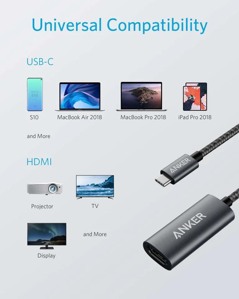 Adaptor video Anker, USB Type-C la HDMI(M), rezolutie 4K la 60Hz, PVC, negru, "A83120A2" (timbru verde 0.08 lei) - 194644075804 - imagine 4