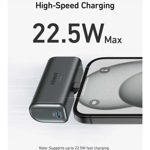POWER BANK Anker "Nano" 5.000 mAh, 22.5W PD si Power IQ 3.0, 1 x USB, 1 x USB-C pliabil, ActiveShield 2.0, 99g, negru, "A1653H11" (timbru verde 0.98 lei) - 194644170851 - imagine 2