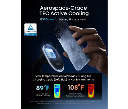 Alimentator auto Anker Prime, 48W max prin USB-C, 25W wireless, iluminare, 1 x USB-C, 1 x USB-A, 1 x wireless magnetic, negru, "B2933H11" (timbru verde 0.18 lei) - 0194644238384 - imagine 4