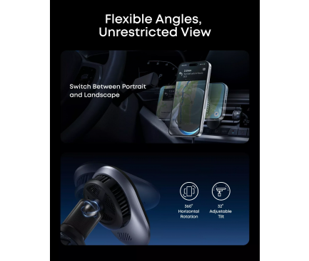 Alimentator auto Anker Prime, 48W max prin USB-C, 25W wireless, iluminare, 1 x USB-C, 1 x USB-A, 1 x wireless magnetic, negru, "B2933H11" (timbru verde 0.18 lei) - 0194644238384 - imagine 6