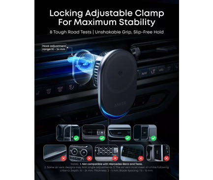 Alimentator auto Anker Prime, 48W max prin USB-C, 25W wireless, iluminare, 1 x USB-C, 1 x USB-A, 1 x wireless magnetic, negru, "B2933H11" (timbru verde 0.18 lei) - 0194644238384 - imagine 7