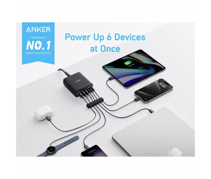 Alimentator retea Anker, max. 30W/port, 3 x USB-C, 3 x USB-A, negru, "A2154G11" (timbru verde 0.18 lei) - 0194644173500 - imagine 4