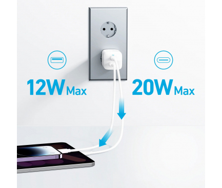 INCARCATOR retea Anker "323" 33W, PowerIQ, 1 x USB Type-C, 1 x USB, alb, "A2331G21" (timbru verde 0.18 lei) - 0194644115524 - imagine 4