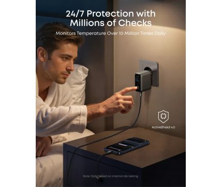 Alimentator retea Anker, 100W, fast charge, display interactiv, 2 x USB-C, 1 x USB-A, gri, "B121BGZ1" (timbru verde 0.18 lei) - 0194644291747 - imagine 2