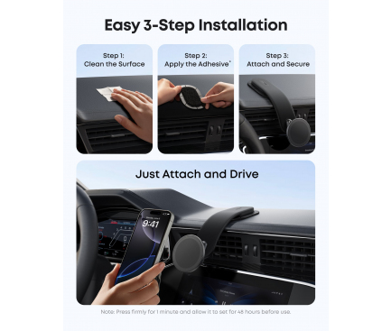 Suport auto pentru smartphone Anker, Nano, prindere bord, rotire 360grade, ajustabil 45grade, detasabil, negru, "A9110H11" (timbru verde 0.18 lei) - 194644272562 - imagine 4