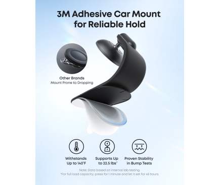 Suport auto pentru smartphone Anker, Nano, prindere bord, rotire 360grade, ajustabil 45grade, detasabil, negru, "A9110H11" (timbru verde 0.18 lei) - 194644272562 - imagine 6