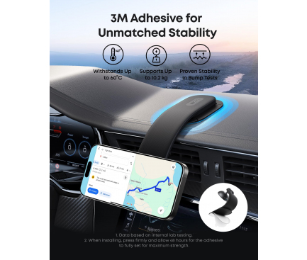 Suport auto pentru smartphone Anker, Nano, prindere bord, rotire 360grade, ajustabil 45grade, detasabil, negru, "A9110H11" (timbru verde 0.18 lei) - 194644272562 - imagine 2